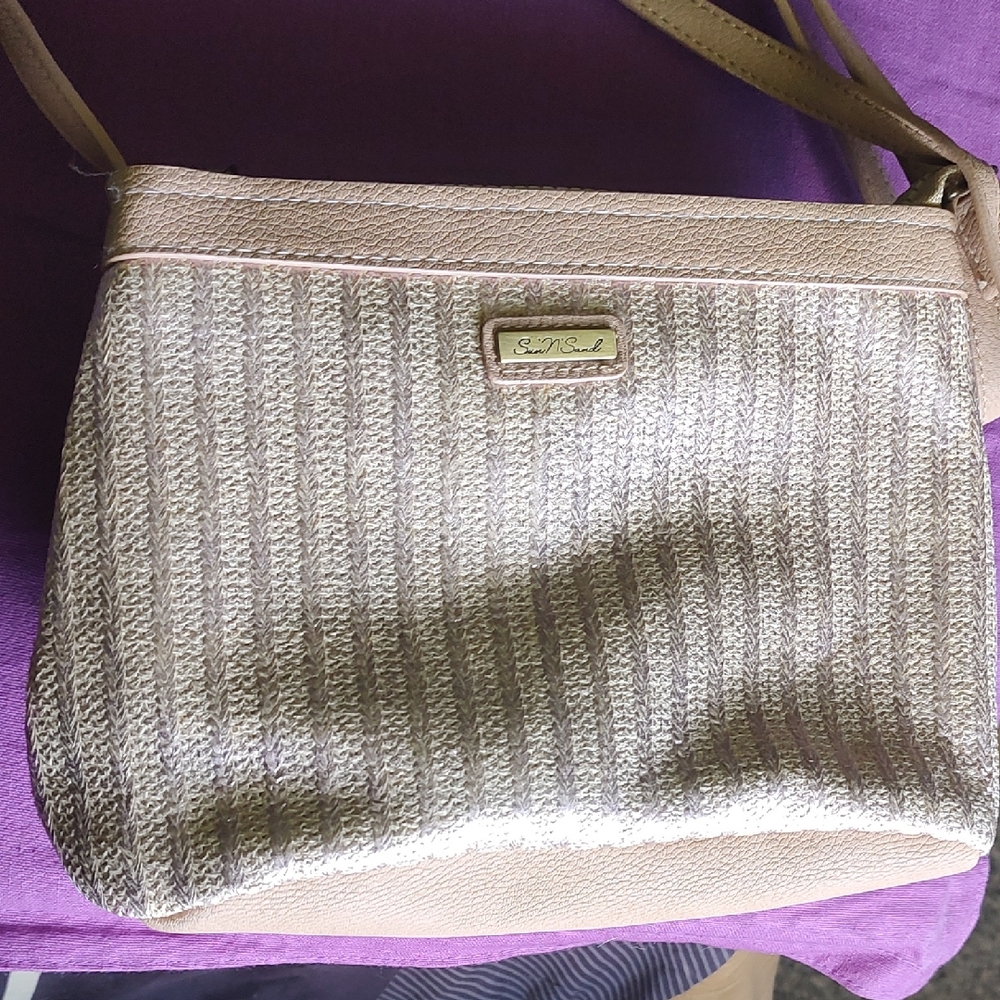 Tan and Cream Textured Crossbody Bag
